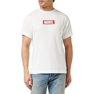 Marvel Heren T-shirt met Box Logo, Wit (wit wit)