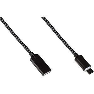 LINK LKGZ31 Micro-USB-kabel, MT, 1 zink-mantel, aluminium, zwart tot 2 ampère, afgeschermde stekker