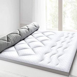 BedStory Matrasbeschermer van ademend polyester, 5 cm diep, voor kingsize bed, 1000 g/m², hotelkwaliteit, 150 x 200 cm