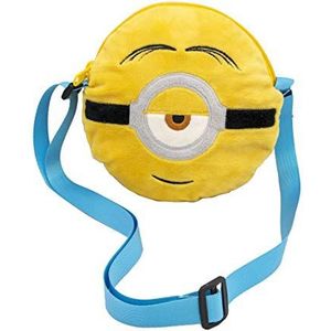 Joy Toy - Minions 2 stuks ronde pluche zakken met geborduurd motief - diameter 18 cm, 20539, meerkleurig