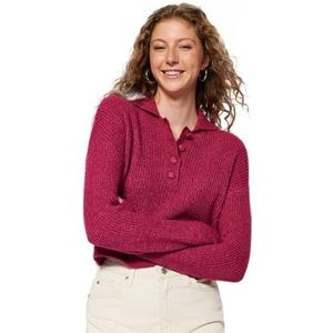 Trendyol Pull en tricot basique à col polo pour femme Coupe droite, fuchsia, S