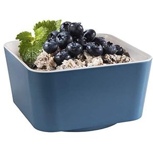 APS 15611 Happy Buffet kom, melamine, vierkant, 13 x 13 cm, hoogte 7 cm, inhoud 0,6 l, wit/blauw