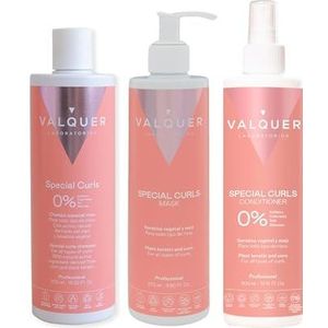 Valquer Professional Pack Curly Method Shampoo 400 ml + masker 290 ml + conditioner 300 ml Special Curls - tot 96% natuurlijke oorsprong.