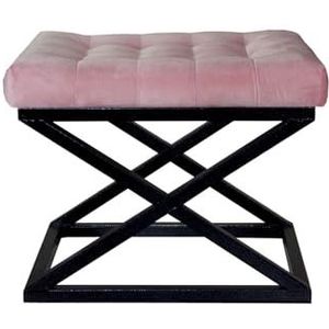 Atelier Del Sofa Pouf élégant avec cadre en métal, 50 x 42 x 40 cm - 100% polyester - Motif visage de bébé - Gris avec éléments noirs et roses - Parfait pour les espaces de vie modernes et la