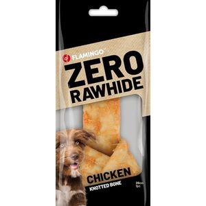 Flamingo Snoepjes – Zero Rawhide – voor een eenvoudigere spijsvertering – geknoopte bot met kip 20 cm, 180 g.