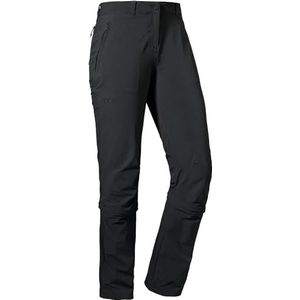 Schöffel Engadin1 Zip Off damesbroek, comfortabele elastische ritsfunctie, verkoelende en sneldrogende outdoorbroek voor vrouwen, zwart.
