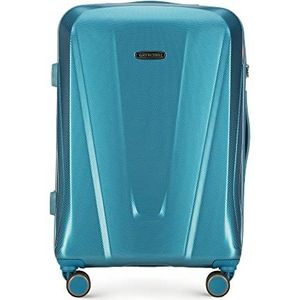 WITTCHEN Handbagagekoffer van hard polycarbonaat | Boordkoffer | Zeer sterke kunststof | Honingraatstructuur | Topkwaliteit | Stabiel, Blauw, Middelgrote koffer