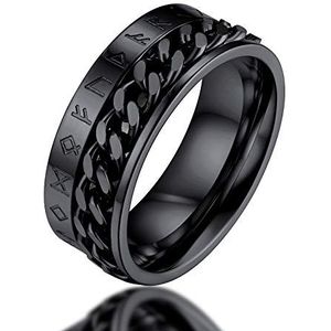 FaithHeart Gepersonaliseerde ring voor dames en heren, vingerketting om te draaien, Viking, rune ring, punk, Viking, sieraad, hip pop, sieraad met geschenkdoos voor verjaardag, Valentijnsdag