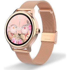 DCU Tecnologic - Smartwatch Sophie - Rose Gold damessmartwatch met roségouden metalen band - 1,2 inch HD touchscreen - IP67 waterdicht - 22 sportmodi - Smart DCU-app