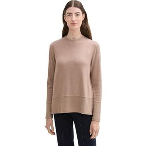 TOM TAILOR 1044151 T-shirt met lange mouwen voor dames, 16569 - Gemengde beige kasjmier