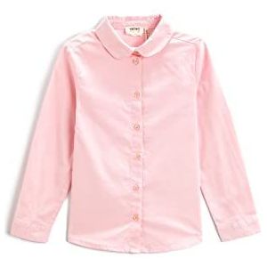 Koton Peter Pan Neck T-shirt met lange mouwen van katoen, T-shirt voor meisjes, roze (Bt4)