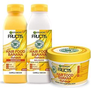 Garnier Fructis Hair Food Banana Nutritive Set met shampoo, conditioner en masker voor droog haar, tot 98% natuurlijke ingrediënten, zonder siliconen