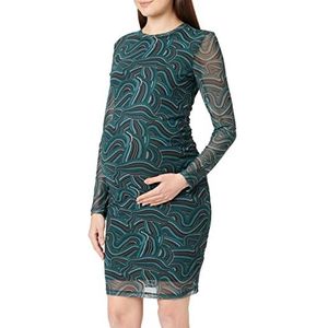 SUPERMOM Deville jurk met lange mouwen en all-over print voor dames, Deep Teal - P177, 42, Deep Teal - P177