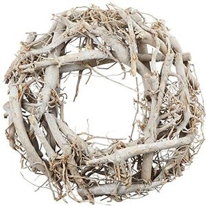 Rayher Hobby 65013000, Geveegde witte rieten krans, 30 cm diameter, 8 cm hoog, adventskrans, deurkrans, natuurlijke krans, rieten ring