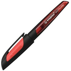 Stabilo EASYbuddy vulpen voor linkshandigen, maat L, zwart/rood, blauwe inkt (uitwisbaar), enkele pen met cartridge
