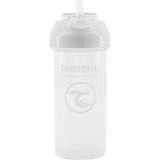 Twistshake Straw Cup-drinkbeker met rietje, lekvrij, 360 ml, trainingsbeker voor baby's met zacht siliconen rietje, ergonomisch, BPA-vrij, vanaf 6 maanden, wit