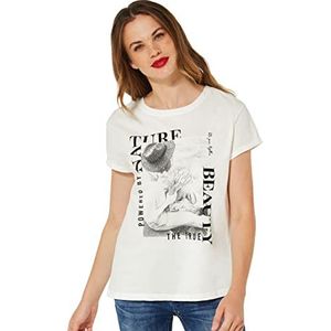 Street One Dames katoenen t-shirt, gebroken wit