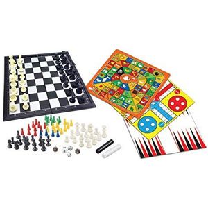 Lexibook Set van 8 spellen in 1, schaken, dames, backgammon, Chinese dames, molenspel, slangen en ladders, ganzenspel, kleine paarden, JGM800