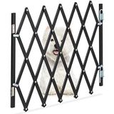 Relaxdays Veiligheidsrooster voor honden, uittrekbaar tot 96 cm, hoogte 48,5-60 cm, bamboe, hondenbeschermingsrooster voor trappen en deuren, zwart