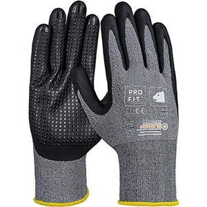 Pro Fit Hit nitrilschuim handschoenen met noppen, grijs/zwart, 12 paar