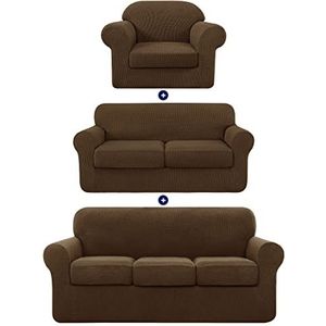 subrtex Bankhoes met aparte kussens, meubelbescherming, 1-zits, 2-zits, 3-zits, voor kinderen, huisdieren (maat S, M en L, koffie)