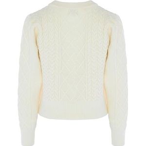 DreiMaster Klassik Cardigan vintage tressé chaud en laine blanche taille XS/S, Laine/blanc, XS