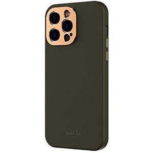 Moshi Napa Premium lederen hoes (voor iPhone 14 Pro Max 6,7 inch) - Compatibel met MagSafe | verhoogde lens van vliegtuigaluminium en toetsen voor volledige bescherming van het lichaam | microvezel binnenvoering - groen
