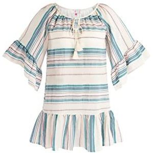 MAHISHA Mini robe à rayures pour femme 19325637-MA01, rose, turquoise, blanc laine, taille M, Mini robe à rayures, M