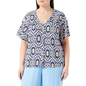 VERO MODA CURVE Vmsifa S/S T-shirt met V-hals Wvn Btq Cur Top voor dames, Navy Blazer/Aop: Sifa