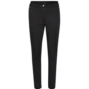 KAFFE Women's Trousers Slim Fit Regular Waistband Zip and Button Fastening Pants Femme, Black Deep, 42