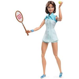 Barbie Signature Billie Jean King, pop uit de collectie van uitzonderlijke vrouwen in tennisoutfit, verzamelspeelgoed, GHT85, meerkleurig