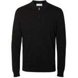 SELETED HOMME SLHBERG LS Noos poloshirt met halve ritssluiting, zwart, XL, zwart.