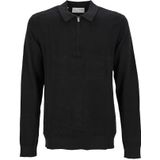 SELETED HOMME SLHBERG LS Noos poloshirt met halve ritssluiting, zwart, XL, zwart.