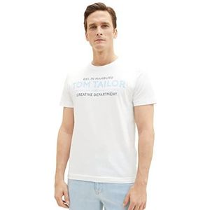 TOM TAILOR 1038663 T-shirt voor heren met logo-print (1 stuk), wit 20.000