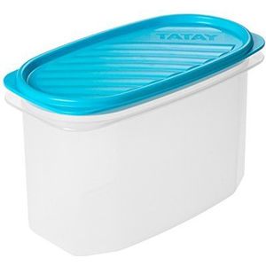 TATAY Luchtdichte voedselcontainer, inhoud 1,2 liter, flexibel drukdeksel, BPA-vrij, magnetron- en vaatwasmachinebestendig, blauw. Afmetingen: 18,4 x 9,7 x 12,2 cm
