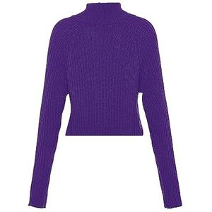 myMo Cardigan côtelé pour femme avec col rond et fermeture éclair polyester violet Taille XS/S Sweater, lilas, XS