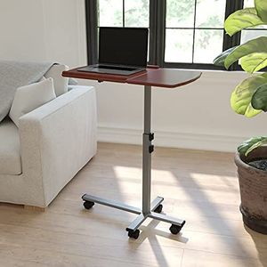 Flash Furniture Laptoptafel in hoek en hoogte verstelbaar met kersenhouten plaat