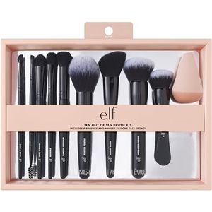 e.l.f. Ten Out Of Ten 10-delige make-upkwastenset voor gezicht, ogen, wenkbrauwen en meer, gemaakt van synthetisch haar, veganistisch en dierproefvrij