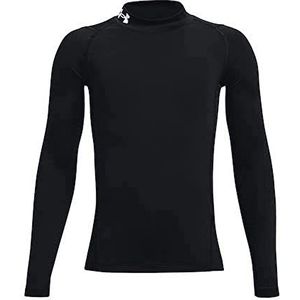 Under Armour Boys' Heatgear Armour Mock shirt met lange mouwen voor meisjes, zwart/wit (001)
