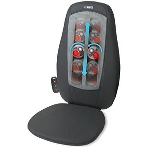 HoMedics Shiatsu Masseur Dos et Épaules - Chaise de Massage Réglable - Soulage les Rigidités/Tension - Relaxation Pleine Muscles du Haut + du Bas du Dos - Rouleau Vibration - Noir