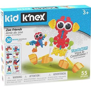 Kid K'NEX 85700 30 Model Zoo Friends Building Set, Kids Craft Set met 55 delen, educatief speelgoed voor kinderen, leuk en kleurrijk bouwspeelgoed voor jongens en meisjes, bouwspeelgoed voor 3 jaar