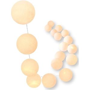 CREATIVECOTTON Lichtketting, katoenen ballen met timermodus en nachtlichtmodus (honing, 20 ballen)