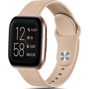 VELULYX Siliconen armband, compatibel met Fitbit Versa 2/Fitbit Versa armband, sportarmband voor Fitbit Versa 2/Fitbit Versa Lite heren en dames, Roestvrij staal