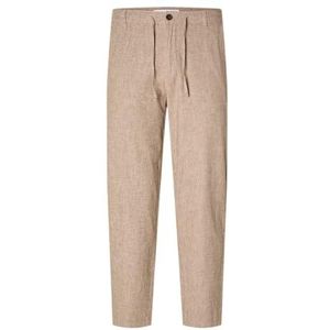 SELETED HOMME Slh172-slimtape Brody Linen Noos chinobroek voor heren, Karamel/detail: haverwolmix