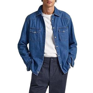 Pepe Jeans Carson Casual overhemd voor heren, Blauw (Denim-HS8)