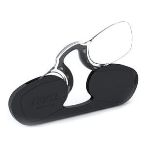 NOOZ Rectangulaire - Lunettes de lecture sans branches pour homme et femme - Etui très compact. Un indispensable pour tout presbytes. 6 couleurs / 5 Corrections, Noir, 1