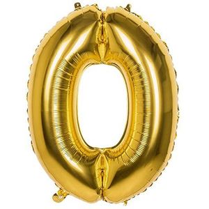 Boland 22020 - ballon '0' goud, 86 cm, cijferballon, lucht, verjaardag, jubileum, kinderverjaardag, cadeau
