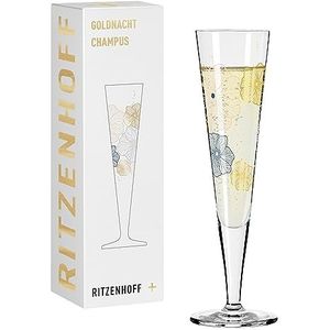 Ritzenhoff 1071036 Champagneglas 200 ml - Goldnacht serie nr. 36 - bloemenmotief met echt goud - Made in Germany