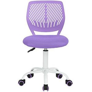 FurnitureR Chaise de bureau moderne sans bras pour salle d'étude/bureau à domicile des enfants, chaise d'ordinateur pivotante ergonomique réglable en hauteur – Violet