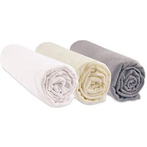 Set van 3 hoeslakens, 70 x 160 cm, babybed, kinderbed, 70 x 160 cm, biologisch katoen, hazelnootwit, ecru, rekbaar en ademend, gezonde slaap, merk Easy Dort | GOTS Oeko-Tex gecertificeerd | gemaakt in